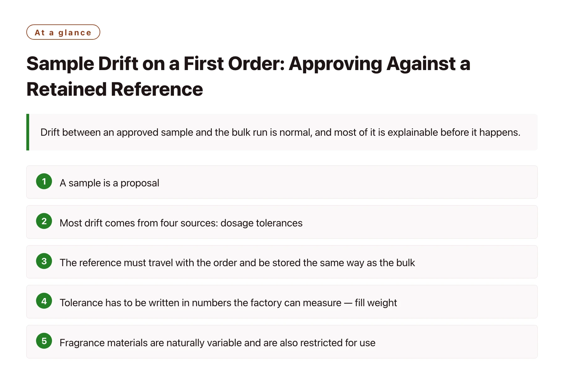 Sample Drift on a First Order: Approving Against a Retained Reference——全文要点速览