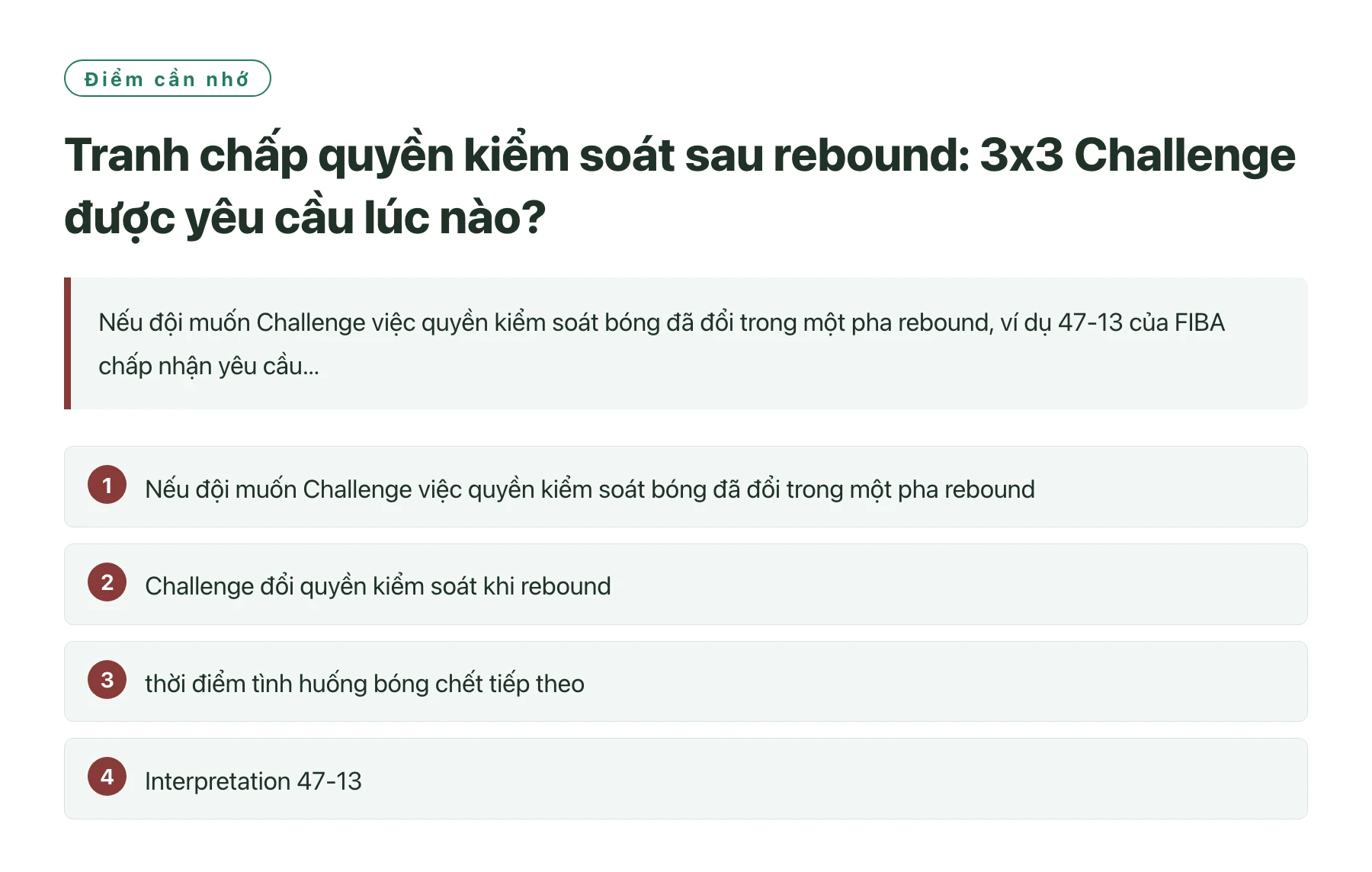 Tranh chấp quyền kiểm soát sau rebound: 3x3 Challenge được yêu cầu lúc nào?——全文要点速览